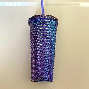 Purple holographic studded tumbler cup